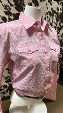 Load image into Gallery viewer, Wrangler ladies tough enough to wear pink western shirt - paisley pink (discoloration-final sale)