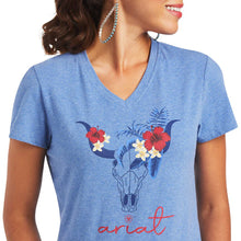 Load image into Gallery viewer, ARIAT Women&#39;s Real Tropic Steerhead Tee - Reykjavik blue (10040533)