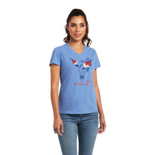 Load image into Gallery viewer, ARIAT Women&#39;s Real Tropic Steerhead Tee - Reykjavik blue (10040533)