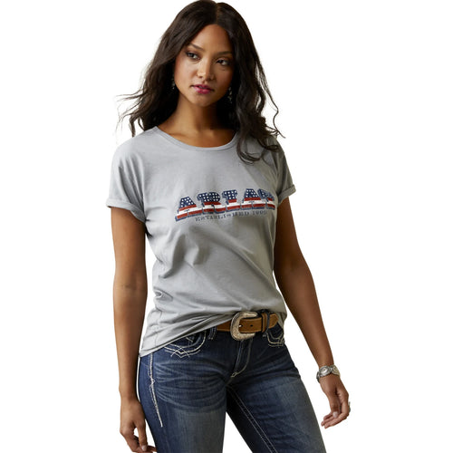 Ariat Ladies Liberty Charcoal Heather T-Shirt - Stone Heather (10045451)