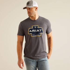 Ariat Men Southwestern SS T- Shirt - Titanium Heather Grey