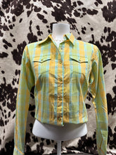 Load image into Gallery viewer, Aura by wrangler ladies shirt - checkered yellow, green and blue (FINAL SALE)
