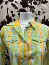 Load image into Gallery viewer, Aura by wrangler ladies shirt - checkered yellow, green and blue (FINAL SALE)