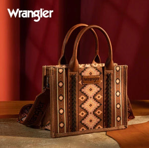 Wrangler Small Canvas Tote / Crossbody - Chocolate with Peaches