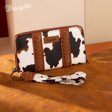 Load image into Gallery viewer, Wrangler Cow Print Wristlet Wallet - Brown cow