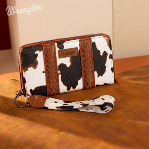 Wrangler Cow Print Wristlet Wallet - Brown cow