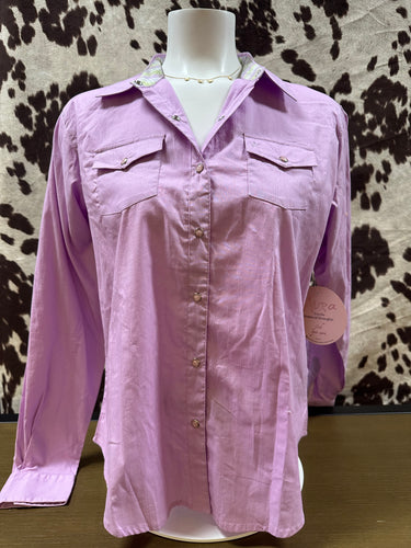 Aura by wrangler ladies western shirt - light purple (discolored, final sale)