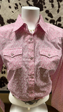 Load image into Gallery viewer, Wrangler ladies tough enough to wear pink western shirt - paisley pink (discoloration-final sale)
