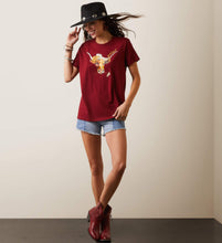 Load image into Gallery viewer, Ariat ladies REAL steer SS t shirt - pomegranate (10043757)