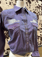 Load image into Gallery viewer, Rock 47 by wrangler ladies western shirt - purple (final sale)