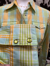 Load image into Gallery viewer, Aura by wrangler ladies shirt - checkered yellow, green and blue (FINAL SALE)