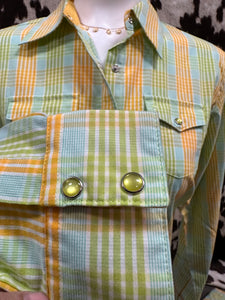 Aura by wrangler ladies shirt - checkered yellow, green and blue (FINAL SALE)