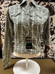 Rock 47 by wrangler ladies snap snap shirt - green (final sale)