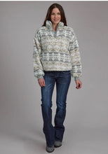 Load image into Gallery viewer, Roper Ladies Fuzzy Fleece 1/4 zip - southwestern Grey