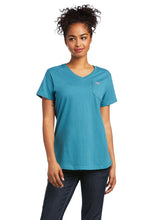 Load image into Gallery viewer, Ariat Women&#39;s Rebar Cotton Strong Flag Graphic T-Shirt - Hydro Blue (10039157)