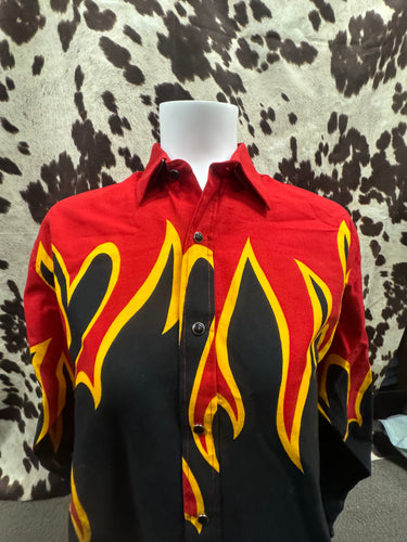 Classic Panhandle slim retro flame shirt (brooks and dunn collection) slight discoloration