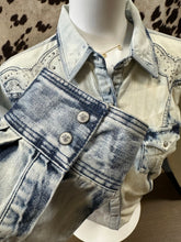 Load image into Gallery viewer, Rock 47 by Wrangler ladies snap western shirt - bleach denim wash (final sale)