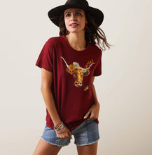 Load image into Gallery viewer, Ariat ladies REAL steer SS t shirt - pomegranate (10043757)
