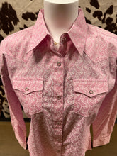Load image into Gallery viewer, Wrangler ladies tough enough to wear pink western shirt - paisley pink (discoloration-final sale)
