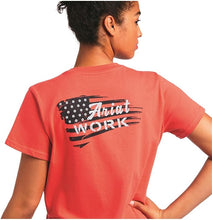 Load image into Gallery viewer, Ariat Women&#39;s Rebar Cotton Strong Flag Graphic T-Shirt - Cranberry (10039158)