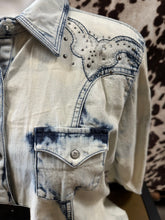 Load image into Gallery viewer, Rock 47 by Wrangler ladies snap western shirt - bleach denim wash (final sale)