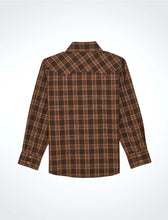 Load image into Gallery viewer, BOY&#39;S WRANGLER RETRO® WESTERN SNAP PLAID SHIRT WITH FRONT SAWTOOTH POCKETS - Brown