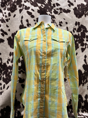 Aura by wrangler ladies shirt - checkered yellow, green and blue (FINAL SALE)