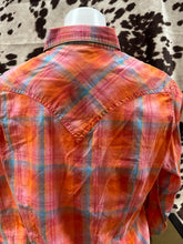 Load image into Gallery viewer, Wrangler women snap shirt - orange plaid (final sale)
