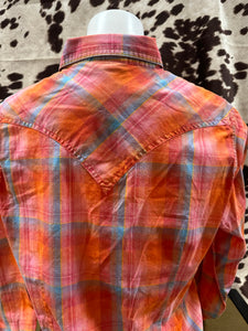 Wrangler women snap shirt - orange plaid (final sale)