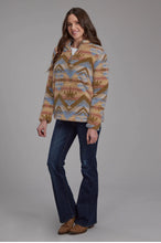 Load image into Gallery viewer, Roper Ladies Fuzzy fleece 1/4 zip - Brown Aztec Print (final sale)