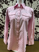 Load image into Gallery viewer, Wrangler ladies tough enough to wear pink western shirt - paisley pink (discoloration-final sale)
