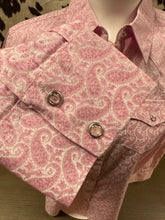 Load image into Gallery viewer, Wrangler ladies tough enough to wear pink western shirt - paisley pink (discoloration-final sale)