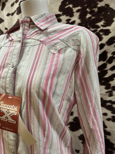 Load image into Gallery viewer, Wrangler 20x ladies snap button shirt - pink stripes (final sale)