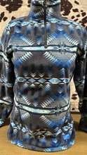 Load image into Gallery viewer, Rock and Roll ladies 1/4 zip Fleece pullover - southwestern Blue