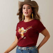 Load image into Gallery viewer, Ariat ladies REAL steer SS t shirt - pomegranate (10043757)