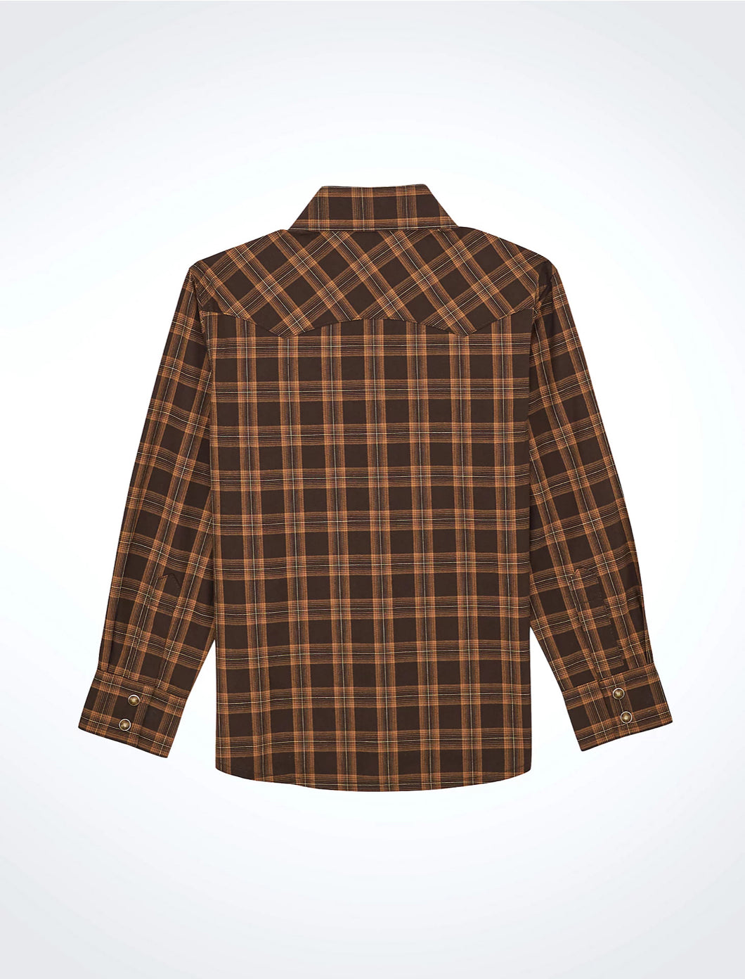 BOY'S WRANGLER RETRO® WESTERN SNAP PLAID SHIRT WITH FRONT SAWTOOTH POCKETS - Brown