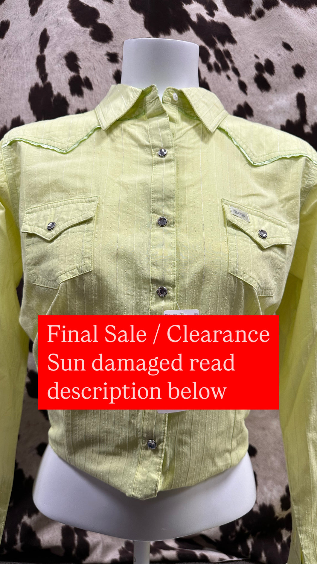 Wrangler 20X ladies western shirt - lemon (discolored, final sale)