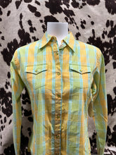 Load image into Gallery viewer, Aura by wrangler ladies shirt - checkered yellow, green and blue (FINAL SALE)