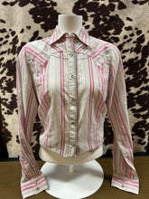 Load image into Gallery viewer, Wrangler 20x ladies snap button shirt - pink stripes (final sale)