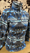 Load image into Gallery viewer, Rock and Roll ladies 1/4 zip Fleece pullover - southwestern Blue