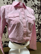 Load image into Gallery viewer, Wrangler ladies tough enough to wear pink western shirt - paisley pink (discoloration-final sale)