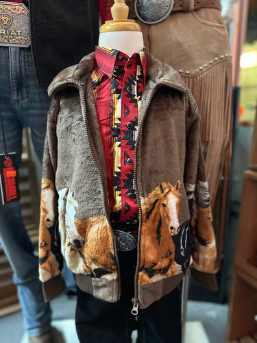 Rock and Roll Kids horse Border Jacket - dark brown