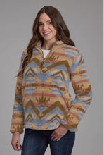 Load image into Gallery viewer, Roper Ladies Fuzzy fleece 1/4 zip - Brown Aztec Print (final sale)