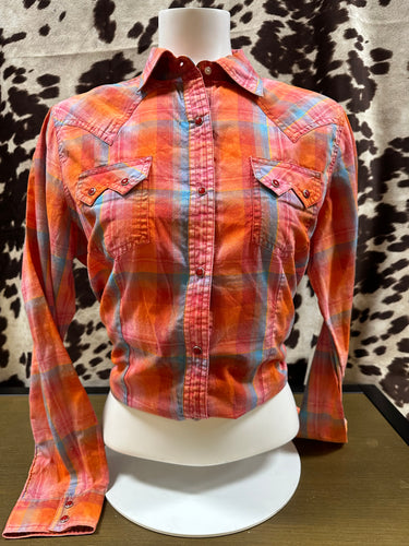 Wrangler women snap shirt - orange plaid (final sale)
