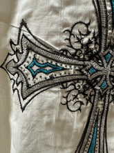 Load image into Gallery viewer, Wrangler ladies western shirt - white with stripes and embroidery (stain, final sale)