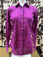 Load image into Gallery viewer, Rock 47 by Wrangler Women’s Snap Button-Up Shirt – Purple with Studs &amp; Stamped Sleeve Design (Final sale)