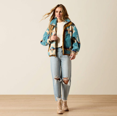 Sherpa Blocked Jacket - AGAVE SOUTHWEST PRINT