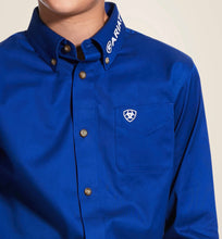 Load image into Gallery viewer, Ariat boys team logo twill classic fit shirt - ultramarine/white