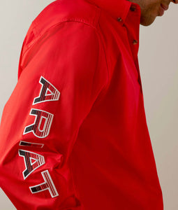 Ariat Men’s Team logo twill Long sleeve shirt - poppy red