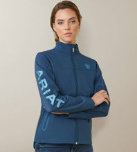 Load image into Gallery viewer, Ariat Women’s New Team Softshell Jacket - DEEP PETROLEUM/ Light Blue